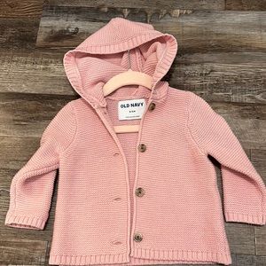 Excellent condition Old Navy Pink Woven Sweater Jacket - Size 6-12 months